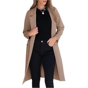 ANRABESS Women Cardigan Sweater Jackets‎ Open Front Thick Knit Blazer Tan Beige